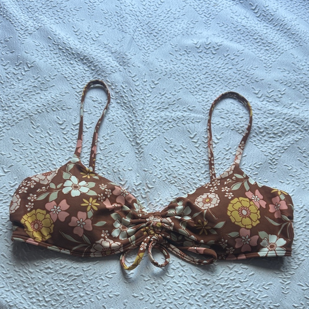 Hollister Brown Floral Bikini Top